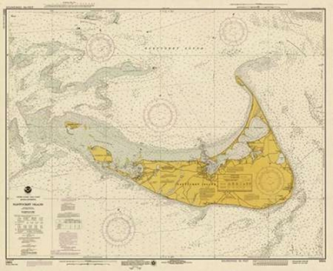 Nautical Chart - Nantucket Island ca. 1975 - Sepia Tinted Poster Print by NOAA Historical Map-Chart - Item # VARPDX450542